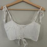 Aulieude White Tie Strap Linen Crop Top Bridal Bachelorette Summer Vacation 8 Photo 0