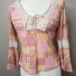 No Boundaries  Top Juniors M Patchwork Y2K Hippie Fairycore Boho Festival Crochet Photo 0