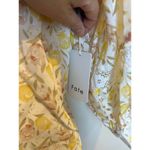 FATE. Yellow Brown Floral Blouse Size Small Lace Cottage Grandma Delicate Photo 4