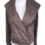 Mystree NWT Faux Suede Soft Moto Jacket Women’s Size Small Neutral Brown Photo 0