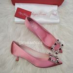 Roger Vivier Brochamour Crystal Heart Buckle Pointed Toe Pump Pink Size 6.5 Photo 2