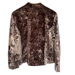 Chico's  Chocolate Brown Velvet Burnout Floral Patchwork Jacket Button Front Photo 2