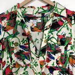 Derek Lam 10 Crosby Buffy Belted Bird Print Shirt Dress Womens Linen Size 6 White Photo 8