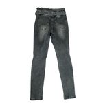 Risen Jean High-Waisted Distressed Faded Black Fray Hem Belted Jeans | 26/3 Photo 1