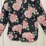 Minan NYC button up shirt blouse size medium floral rose daisy office workwear Blue Photo 5
