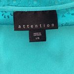 Attention blouse high/low style lasercut design top neckline short sleeve Sz LG Photo 5