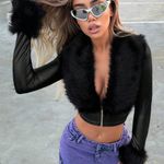 I am gia I.AM.GIA silver metallic leather Jacket with Faux Fur Trim Photo 0