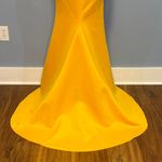 Vibrant Yellow One Shoulder Ruffle Dress Size Large Gold Photo 13