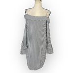 Robert Rodriguez  Cold Shoulder Shirt Mini Dress Women's 4 Black White Striped Photo 2