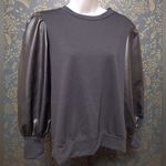 Willa story Eloise Sweater With Faux Leather Sleeves Black Photo 0