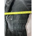 Vintage Black Suede Leather Jacket Coat Zip Up Womens Size M Gitano Fur Colar Size M Photo 9