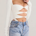 House Of CB  'Danica' White‎ Cutout Bodysuit NWOT size S Photo 0