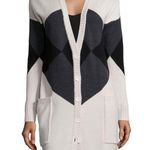 Haute Hippie Merino Wool ARGYLE CARDIGAN SWEATER Long Line Sz L Photo 0