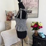 Forever 21 Black and White Smocked Peplum Tank Top Photo 5