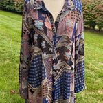 Umgee  Boho Print Long Sleeve Tunic or Dress  Blue & Pink Photo 0
