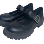 Black Faux Leather Y2K Mary Jane Chunky Heel Platform Shoes US 7 Grunge Goth Photo 0