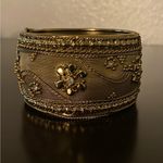 Vintage Ornate Gold Mesh Floral Hinge Bracelet Photo 0
