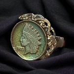 Head Vintage Indian  coin ring Photo 0