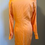 ZARA  small Orange Mini Dress long sleeve collared sexy glam‎ knot front silky Photo 4