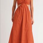 ASTR the Label Cutout Cotton Poplin Rust Orange Maxi Dress M Size M Photo 3
