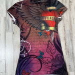 American Vintage Vintage Y2k Grunge Burn Out Baby Tee Angel Wings Heart Butterfly Womens Small Photo 0