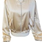 Stoosh Gold Satin Zip Up Bomber Jacket Size Large NWOT Photo 3
