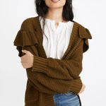 Madewell Ruffle Cardigan Sweater in Golden Spinach Size Small Western Bohemian Photo 0