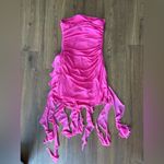 Pink Strapless Dress with Ruffle Details and Rose Size XS Photo 1