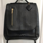 TOTE AND CARRY Black Vegan Alligator Leather Travel Laptop Backpack Photo 0