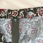 Talbots  Silk Floral Midi Skirt in Olive Green‎ Red Boho Print Zip Side, Size 12P Photo 6