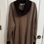 Pria Womens Plus Cotton Brown Ribbed Cowl Neck Sweater 3X Photo 0