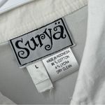 Vintage Beaded Shirt cotton eyelet button up women White large bohemian romantic Photo 1