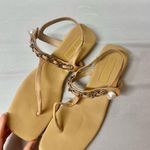 Miu Miu  Tan Sandals with Chain and Pearl Accent Photo 1