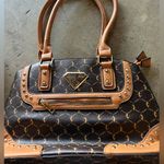 Baby Phat  NEW Logo Print Faux Leather Tote Bag Gold Studs Photo 1