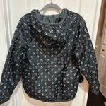 KWAY Waterproof Black Floral Hooded Jacket w rainbow zipper trim reversible M Size M Photo 1