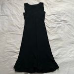 EXPRESS  black silk midi dress bias cut skirt and v neck babydoll styling Size 12 Photo 3