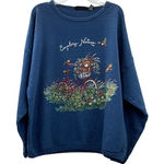 Vintage 90s Chic Explore Nature Sweatshirt Womens M/L Blue Teddy Bears Size M Photo 0