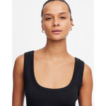 Madewell  Mixed Poplin Scoopneck Maxi Dress Cotton A Line Minimalist Black M NWT Photo 4