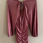 Peach Love California Ruched Long Sleeve Dress in Dusty Rose Shimmer Photo 1