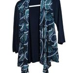 Chico's Easywear by  Cardigan Womens Medium Black Paisley Print Open Sweater Photo 0