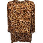Susan Graver  Liquid Knit Ruched Printed Top Sz 2X Brown Earth Tones 3/4 Sleeve Photo 2