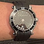 Chopard Happy Sport Round Quartz 36mm Ladies Watch 8475 Stainless Steel Silver Black Photo 1
