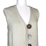 Pure Handknit Chunky Knit Big Button Cardigan Sweater Vest L/XL Anthropologie Tan Size L Photo 2