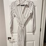 Free Country Striped Wrap Dress - White and Black/Burgundy size Medium Photo 5