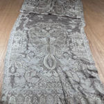 None Tan Beige Jacquard Floral Scarf Wrap Shawl Fringe 74x21 Neutral Elegant Photo 0