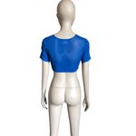 YITTY  Royal Blue Mesh Short Sleeve Crop Top Photo 3