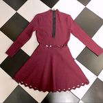 John + Jenn Maroon Burgundy Long Sleeve Fit & Flare Mini Dress Laser Cut Outs L Photo 5