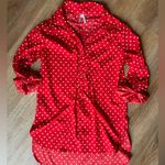 Truth NYC Valentine’s Day Red and white heart polka dot tunic blouse, size small Photo 0
