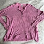 Aerie  Pink Waffle Henley Long Sleeve Size Medium Photo 0