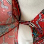 Anthropologie Veronica M. Fire, orange floral printed V-neck wide sleeve wrap mini dress S Photo 10